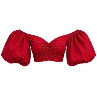 Ofuure Women's Skye Puffy Sleeve Crop Top In Red