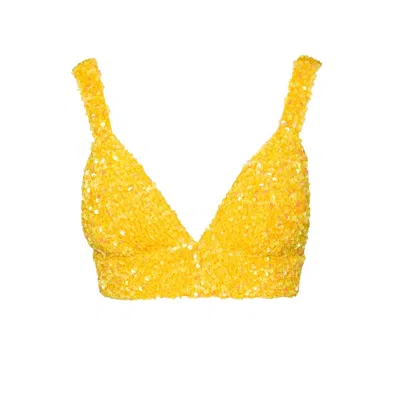 Ofuure Women's Yellow Liza Sequin Bra Top In Amber