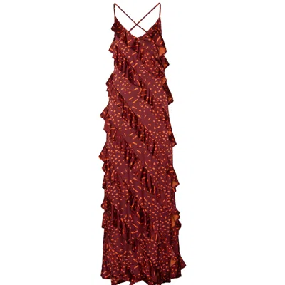 Ofuure Women's Yellow / Orange / Brown Aminah Orange Ruffle Maxi Dress In Yellow/orange/brown