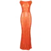 Ofuure Women's Yellow / Orange Iza Orange Cowl Maxi Dress In Yellow/orange