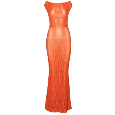 Ofuure Women's Yellow / Orange Iza Orange Cowl Maxi Dress In Yellow/orange