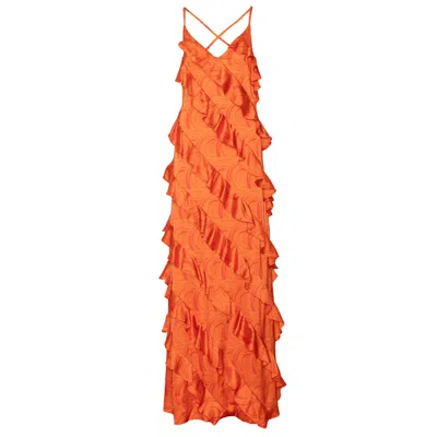 Ofuure Women's Yellow / Orange Iza Orange Ruffle Maxi Dress In Yellow/orange