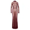 Ofuure Women's Yellow / Orange / Red Aminah Red Long Sleeve Maxi Mesh Dress In Yellow/orange/red