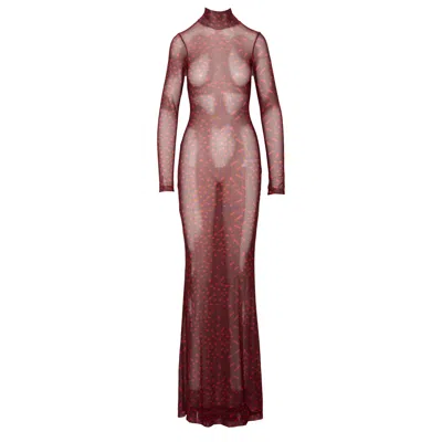 Ofuure Women's Yellow / Orange / Red Aminah Red Long Sleeve Maxi Mesh Dress In Yellow/orange/red