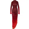Ofuure Women's Yellow / Orange / Red Dawn Ruched Maxi Knit Dress In Yellow/orange/red