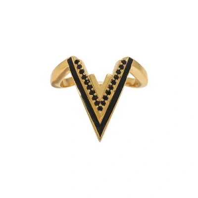 Ogé Jewelry Valor V Bold Onyx 18k Gold Vermeil Ring