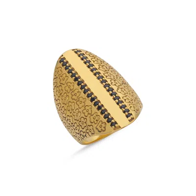 Ogé Jewelry Women's Gold / Black 18k Gold Vermeil Eclipse Flower Ring