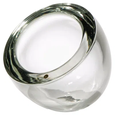 Pre-owned Oggetti Alfredo Barbini Art Deco Oval Angled Bowl, Murano Glass 1970s Signed In Gray