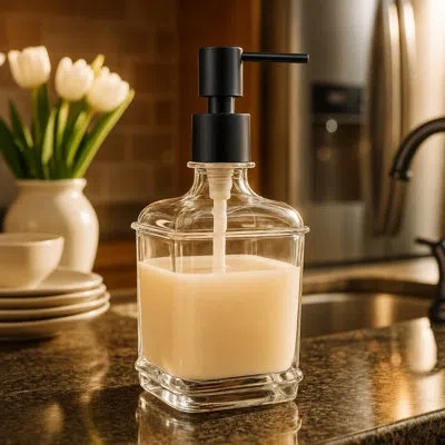 Oggi 10 oz Square Soap Dispenser - Matte Black Pump