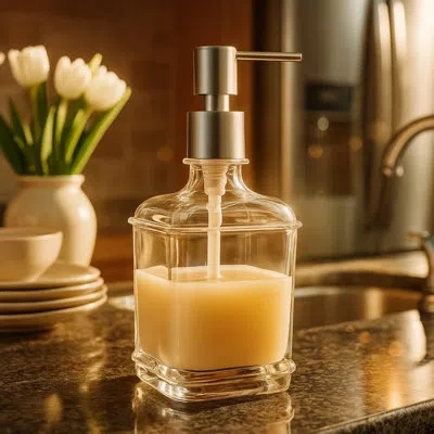 Oggi 10 oz Square Soap Dispenser - Satin Silver Pump
