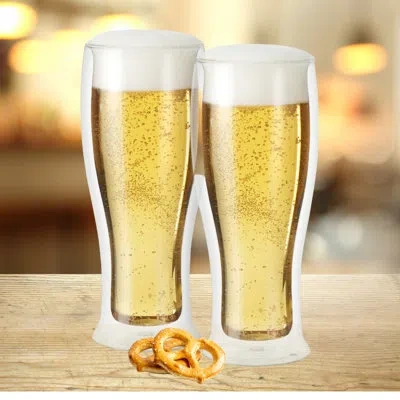 Oggi 2 - Piece 14oz. Glass Pilsner Glass Glassware Set In Clear