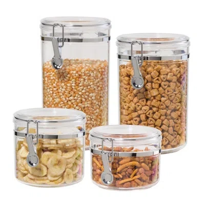 Oggi 4pc Clear Canister Set With Clamp Lids Airtight Containers In Sizes Ideal For Kitchen & Pantry Stora