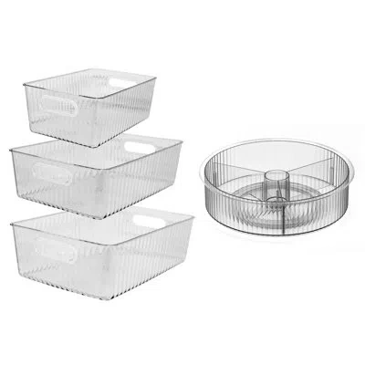 Oggi 4pc Fluted Storage Set - 7829, 7836, 7837, 7838 In Silver