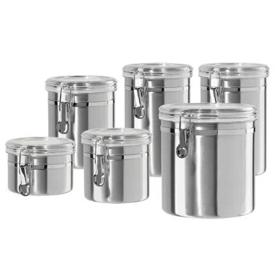 Oggi 6pc Stainless Canister Set - 9369am, 5306.0, 5305.0 In Silver