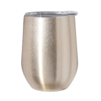 Oggi Barware 12 oz Vacuum Insulated Stainless Steel Travel Tumbler In Gold Sparkle