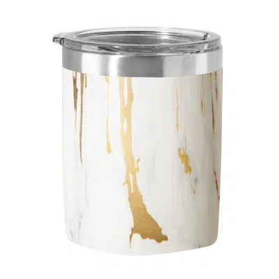 Oggi Barware 12 oz Vacuum Insulated Stainless Steel Travel Tumbler In White,yellow