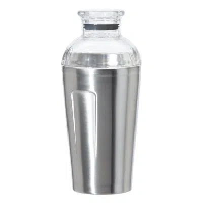 Oggi Barware 17 oz Groove Double Wall Ss Cocktail Shaker In Gray