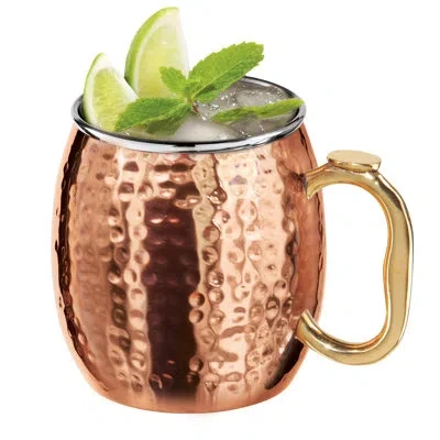 Oggi Barware 18 oz Stainless Steel Moscow Mule Mug In Brown