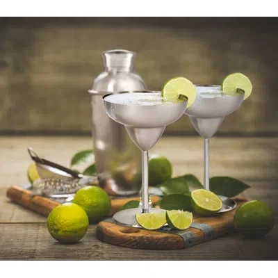 Oggi Barware 2 Piece 12 oz Stainless Steel Margarita Glass Set In Gray