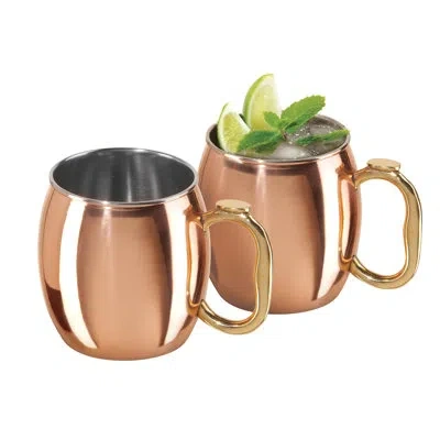 Oggi Barware 2 Piece 20 oz Stainless Steel Moscow Mule Mug Set In Copper