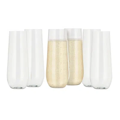 Oggi Barware 6 Piece 9 oz Plastic Flute Set In Clear