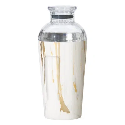 Oggi Barware Groove 17 oz Double Wall Ss Cocktail Shaker In Gold;white