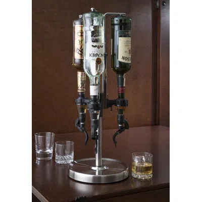 Oggi Barware Professional 3 Bottle Liquor Dispenser In Silver