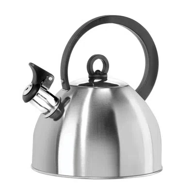 Oggi Brew Whistling Kettle 64 oz / 1.9 Lt Black In Silver