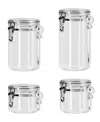 Oggi Clear Clamp 4 Piece Canisters With Scoops Set In Clear
