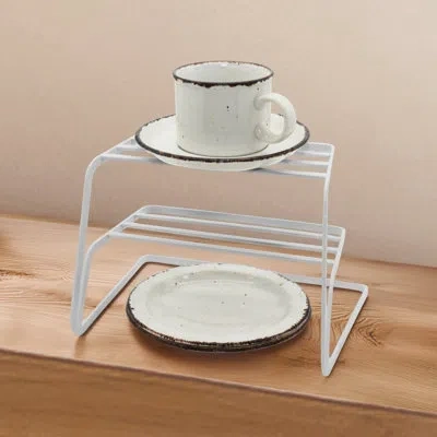 Oggi Double Tier Cabinet Organizer - 6.5" X 10.5" X 7.75" In White