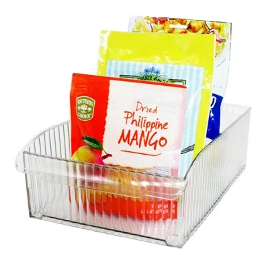 Oggi Easy Glide Fluted Storage Bin With Wheels - 14x8" In Clear