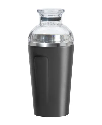 Oggi Groove 17oz. Double Wall Vacuum Insulated Stainless Steel Cocktail Shaker In Black