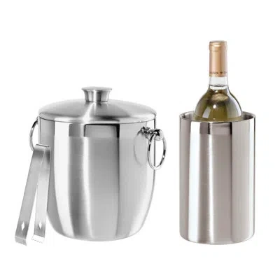 Oggi Ice Bucket & Wine Cooler Combo - 7044, 7023 In Silver