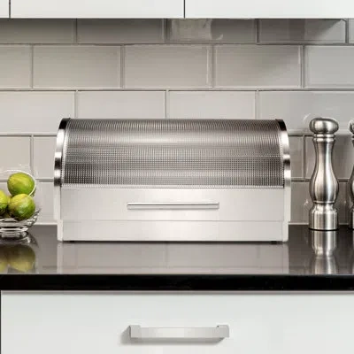 Oggi Neat Stainless Steel Bread Box W/ Tempered Glass Lid