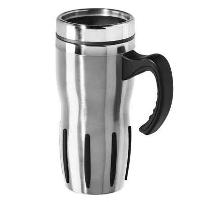Oggi Refresh Multigrip Stainless Steel Thermal Travel Mug (470 Ml, 16 Oz) In Silver