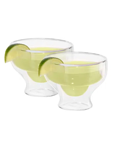 Oggi Set Of 2, 10oz Margarita Double Wall Insulated Glasses In Clear