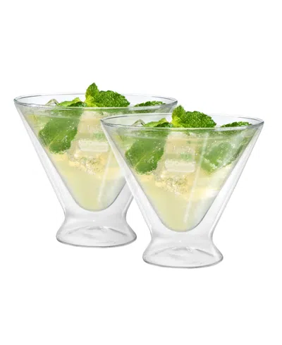 Oggi Set Of 2 10oz Martini Double Wall Insulated Glasses In Clear