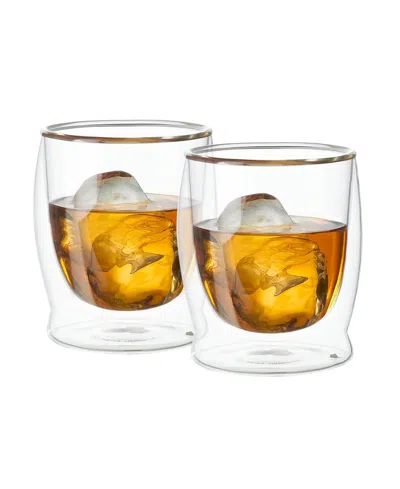 Oggi Set Of 2, 10oz Whiskey Sipping Double Wall Insulated Glasses In Clear