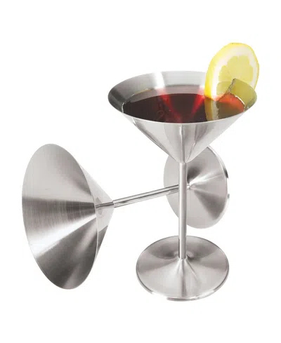 Oggi Set Of 2, 8oz Stainless Steel Martini Glasses
