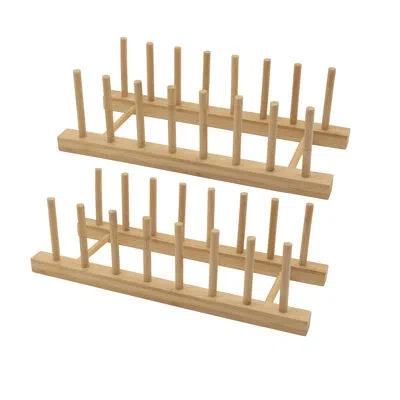 Oggi Set Of 2 Bamboo Cabinet Organizers - 12" X 4.75" In Brown
