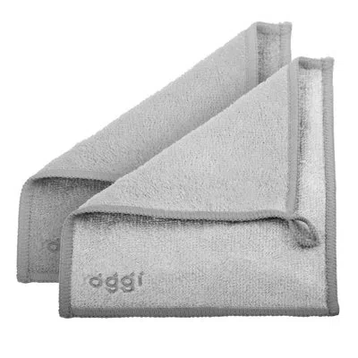 Oggi Set Of 2 Bambou Wine Glass Cloths - Made From Renewable Bamboo Fiber In Gray
