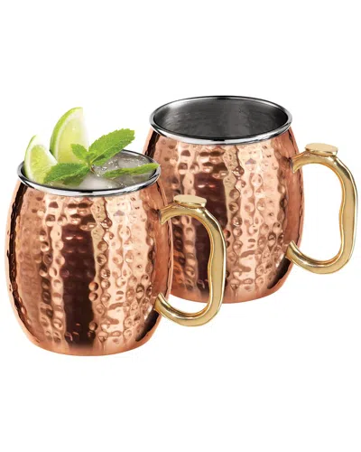 Oggi Set Of 2 Hammered Moscow Mule Mugs