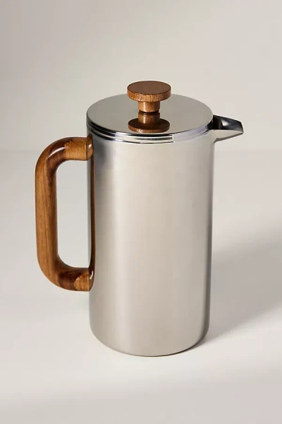 Oggi Stainless Steel & Wood French Press In Metallic