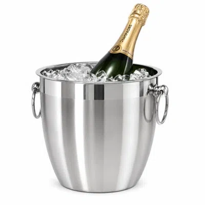 Oggi Stainless Steel Champagne & Ice Bucket (4 Lt) In Silver