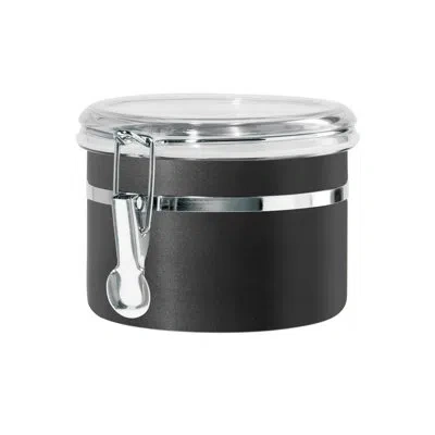 Oggi Stainless Steel Clamp Canister W/ Clear Lid (3.5 In H, 26 Oz) In Black