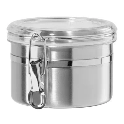 Oggi Stainless Steel Clamp Canister W/ Clear Lid (3.5 In H, 26 Oz) In Silver