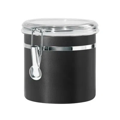Oggi Stainless Steel Clamp Canister W/ Clear Lid (4.75 In H, 36 Oz) In Black