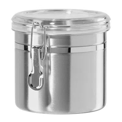 Oggi Stainless Steel Clamp Canister W/ Clear Lid (4.75 In H, 36 Oz) In Silver