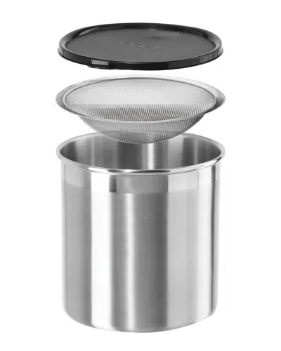 Oggi Stainless Steel Jumbo Grease Can With Strainer In Silver