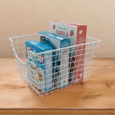 Oggi Wire Storage Basket Large (10" X 13" X 8") In White